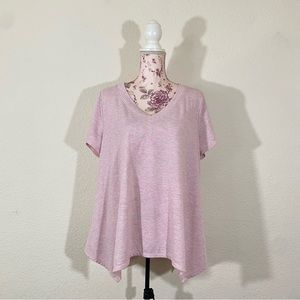 Sonoma sz:XL Light Pink Supersoft Tee V-Neck Top Short Sleeve